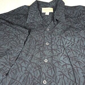Johari West Shirt Mens 4XL Blue Cotton Hand Batik Print Hawaiian Short Sleeve